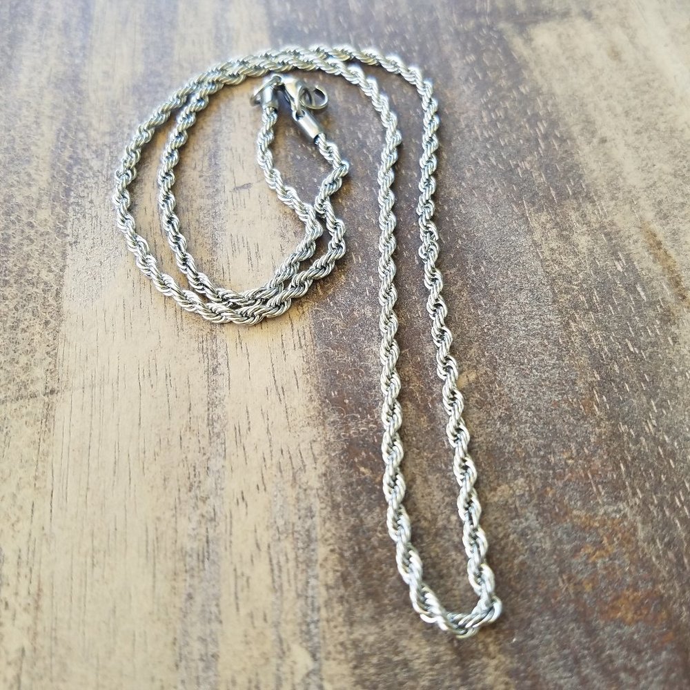 NWT ~ Silver - 316L Stainless Steel Snake Rope Chain 22in/55cm